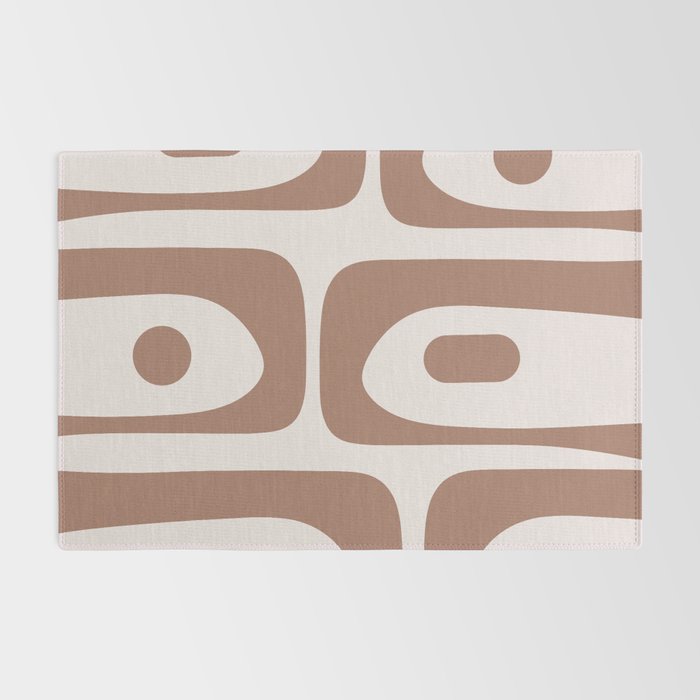 Mid Century Modern Abstract Piquet Pattern in Mocha Brown Latte Rug Gallery Image 2