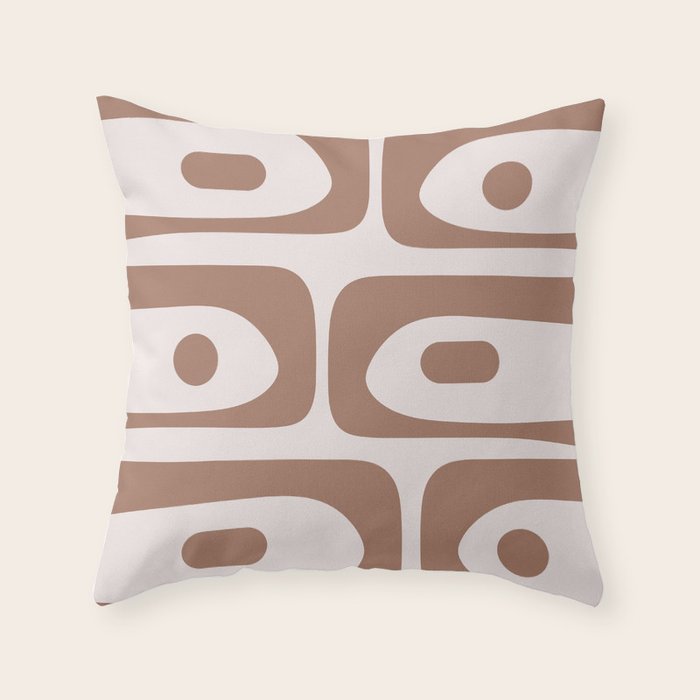 Mid Century Modern Abstract Piquet Pattern in Mocha Brown Latte Throw Pillow Gallery Image 6