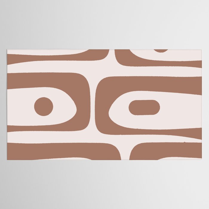 Mid Century Modern Abstract Piquet Pattern in Mocha Brown Latte Tablecloth Gallery Image 2