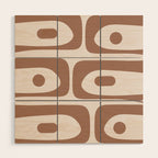Mid Century Modern Abstract Piquet Pattern in Mocha Brown Latte Wood Wall Art Gallery Image 1