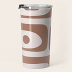 Mid Century Modern Abstract Piquet Pattern in Mocha Brown Latte Travel Mug Gallery Image 3