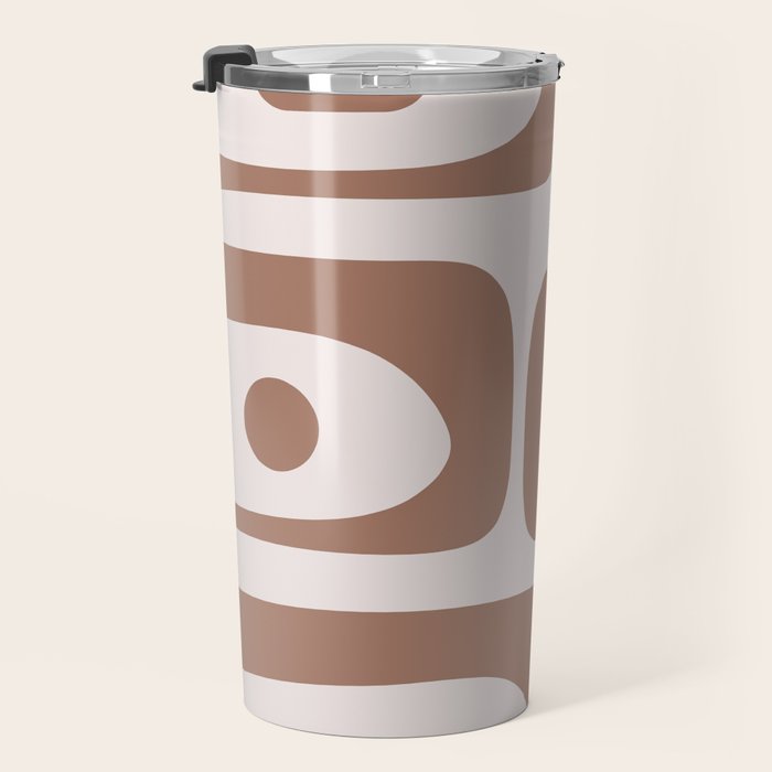 Mid Century Modern Abstract Piquet Pattern in Mocha Brown Latte Travel Mug Gallery Image 3