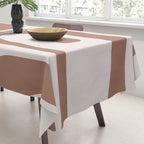Mid Century Modern Abstract Piquet Pattern in Mocha Brown Latte Tablecloth Gallery Image 3