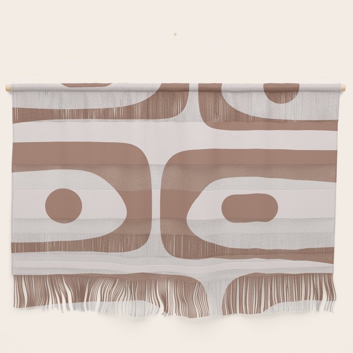 Mid Century Modern Abstract Piquet Pattern in Mocha Brown Latte Wall Hanging Gallery Image 1