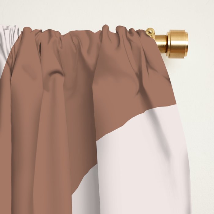 Mid Century Modern Abstract Piquet Pattern in Mocha Brown Latte Window Curtain Gallery Image 2