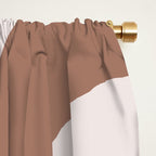 Mid Century Modern Abstract Piquet Pattern in Mocha Brown Latte Window Curtain Gallery Image 2