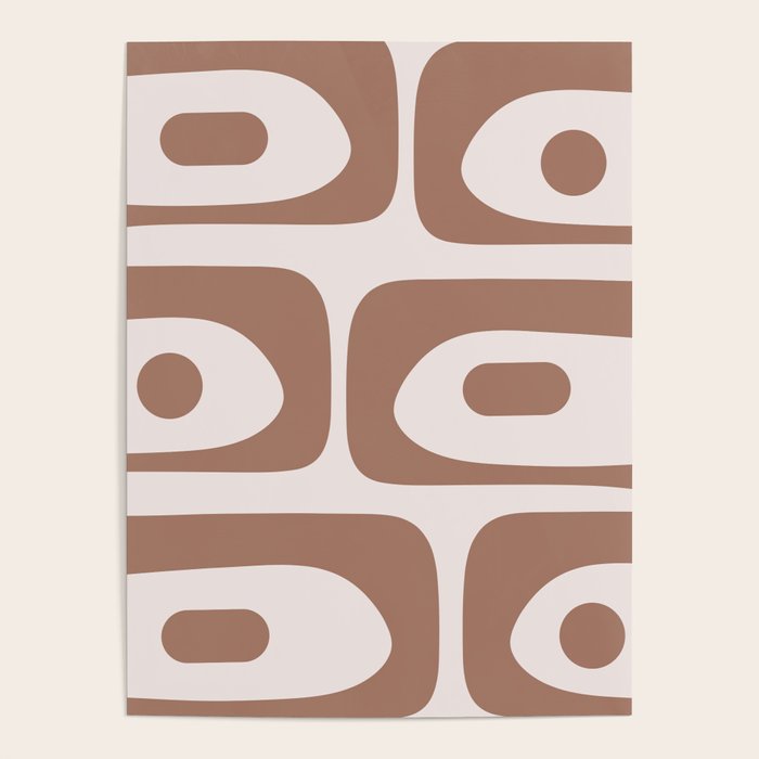 Mid Century Modern Abstract Piquet Pattern in Mocha Brown Latte Poster Gallery Image 1