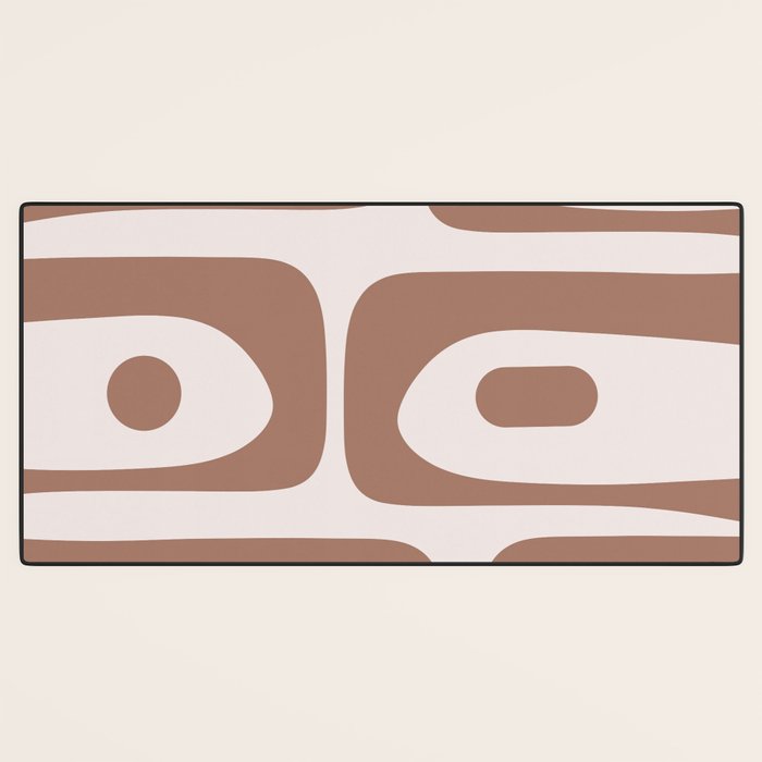 Mid Century Modern Abstract Piquet Pattern in Mocha Brown Latte Desk Mat Gallery Image 3