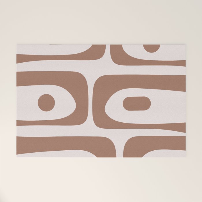 Mid Century Modern Abstract Piquet Pattern in Mocha Brown Latte Welcome Mat Gallery Image 1