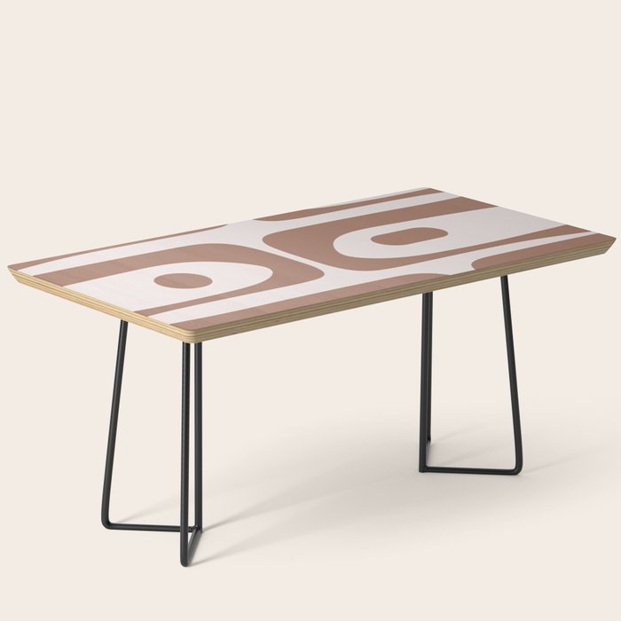 Mid Century Modern Abstract Piquet Pattern in Mocha Brown Latte Coffee Table Gallery Image 1
