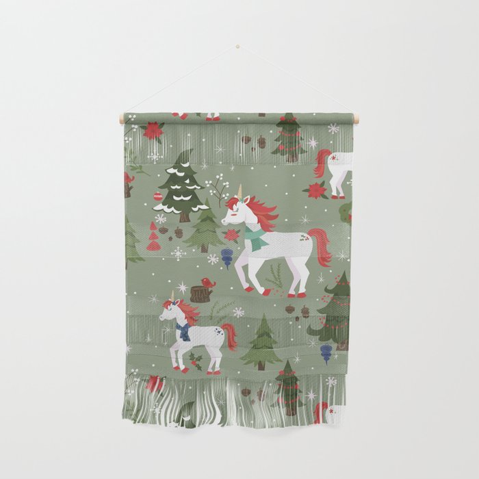 Christmas Winter Unicorn Pattern Wall Hanging Gallery Image 1