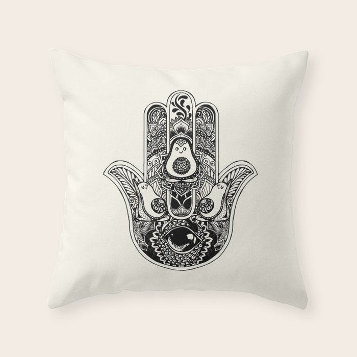 Hamsa Hand Avocado Throw Pillow Gallery Image 6
