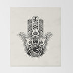 Hamsa Hand Avocado Throw Blanket Gallery Image 2