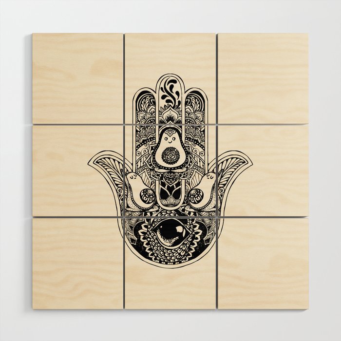 Hamsa Hand Avocado Wood Wall Art Gallery Image 1
