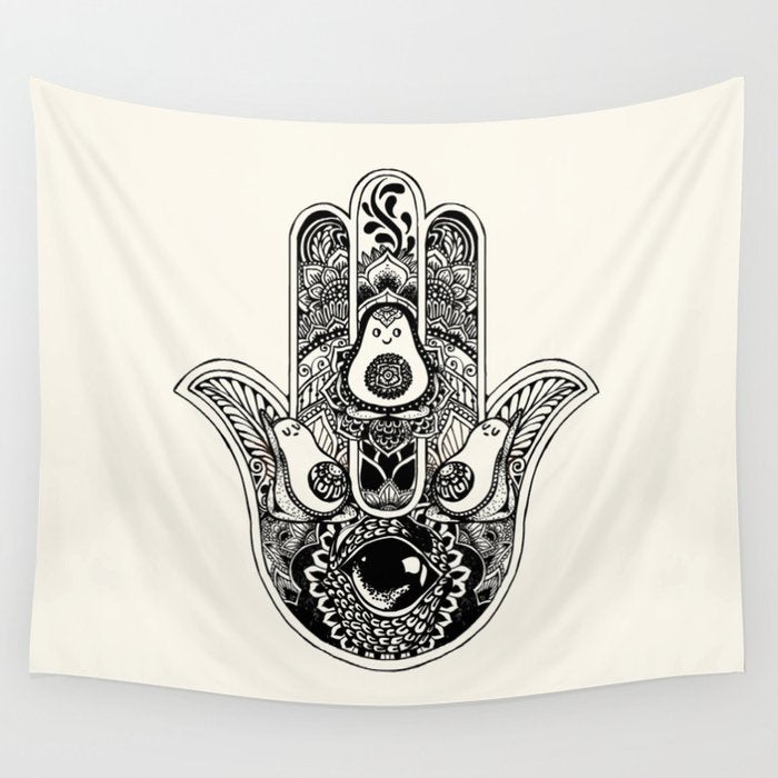 Hamsa Hand Avocado Wall Tapestry Gallery Image 4