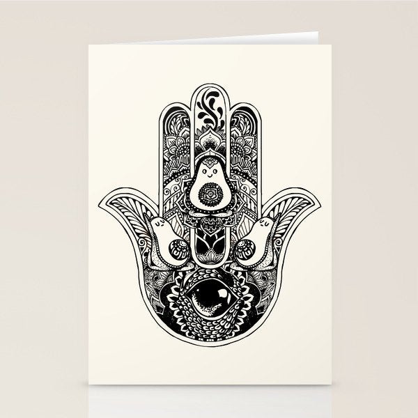 Hamsa Hand Avocado Stationery Card Gallery Image 2