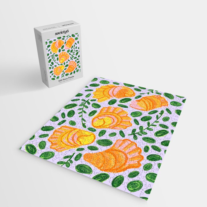 Art Deco Shells in Gold & Orange Jigsaw Puzzle Gallery Image 2