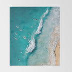 Surfers in Blue Waves Throw Blanket Gallery Image 2