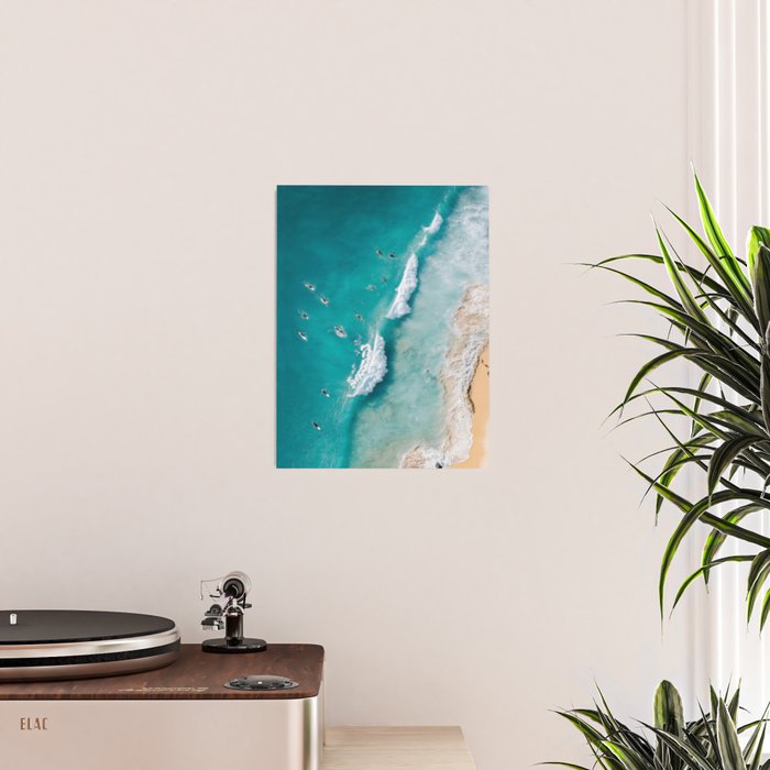 Surfers in Blue Waves Poster Gallery Image 2