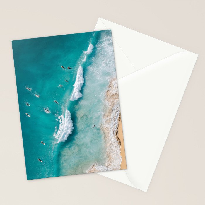 Surfers in Blue Waves Stationery Card Gallery Image 2