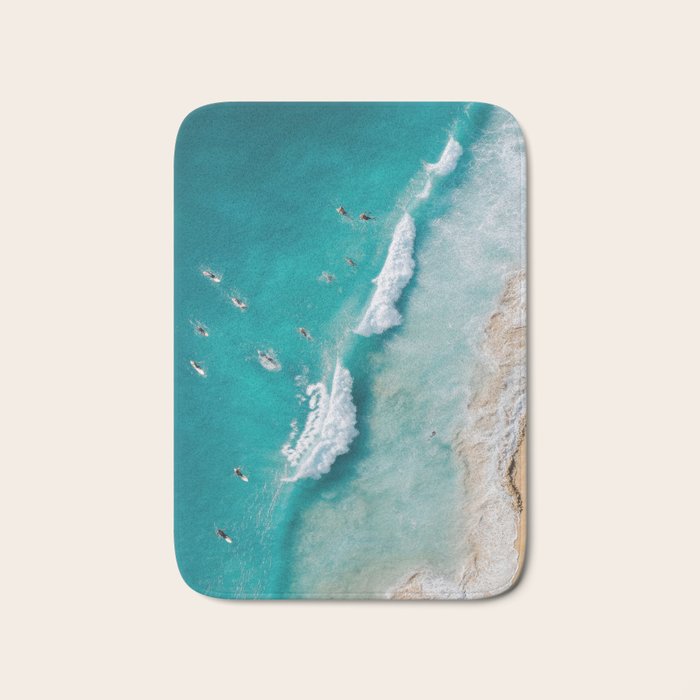 Surfers in Blue Waves Bath Mat Gallery Image 1