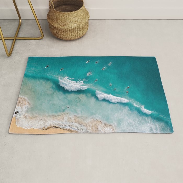 Surfers in Blue Waves Rug Gallery Image 1