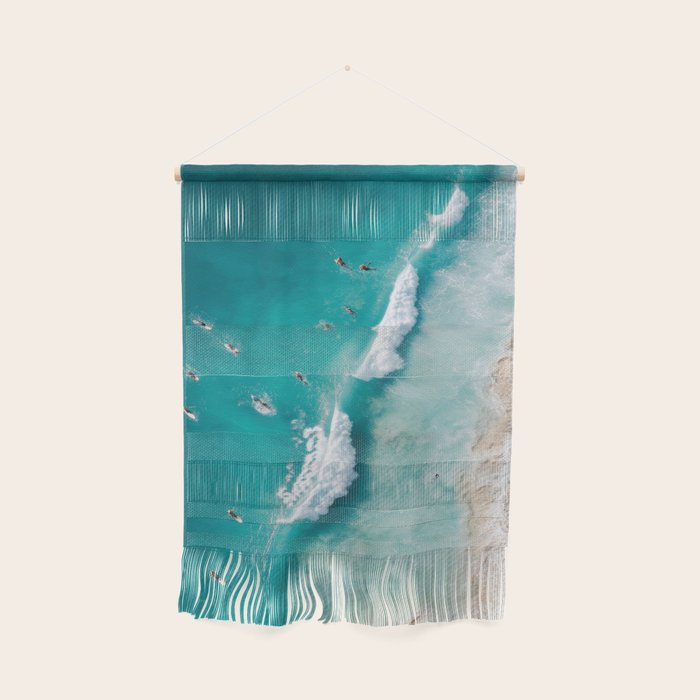 Surfers in Blue Waves Wall Hanging Gallery Image 1