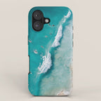 Surfers in Blue Waves iPhone Case Gallery Image 1