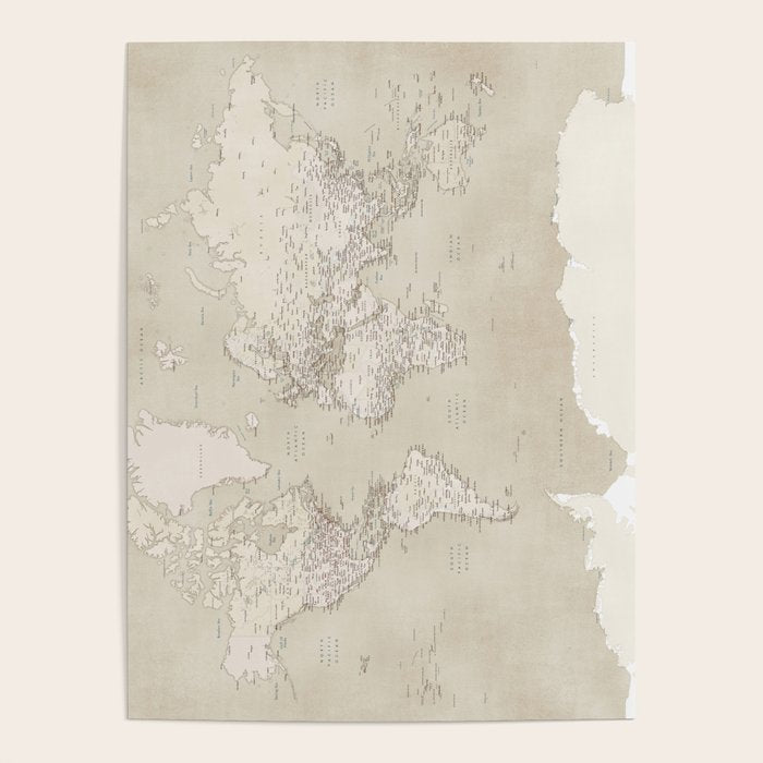 Sepia vintage world map with cities Poster Gallery Image 4