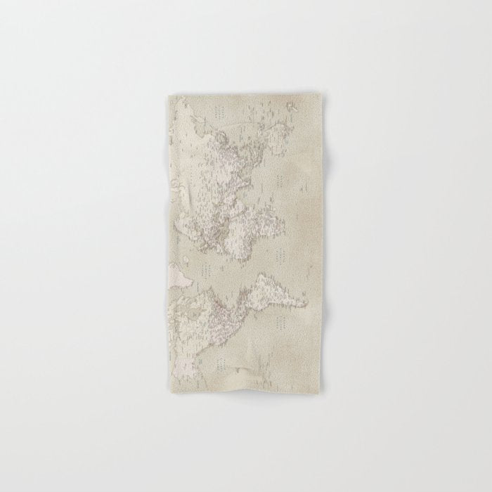 Sepia vintage world map with cities Bath Towel Gallery Image 1