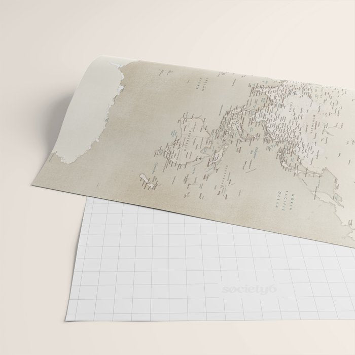 Sepia vintage world map with cities Wrapping Paper Gallery Image 2