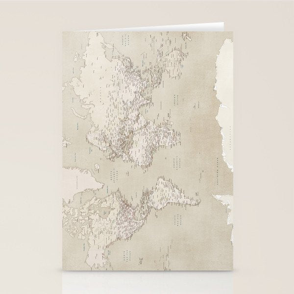 Sepia vintage world map with cities Stationery Card Gallery Image 2