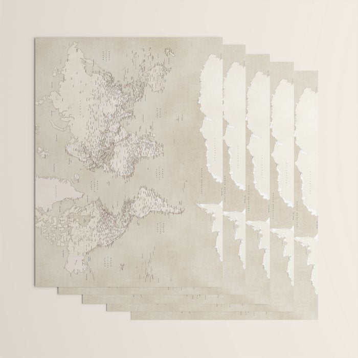 Sepia vintage world map with cities Wrapping Paper Gallery Image 3