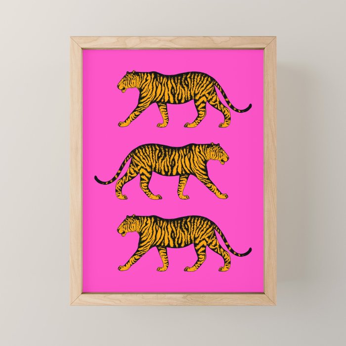 Tigers (Magenta and Marigold) Mini Art Print Gallery Image 1