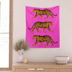 Tigers (Magenta and Marigold) Wall Tapestry Gallery Image 2