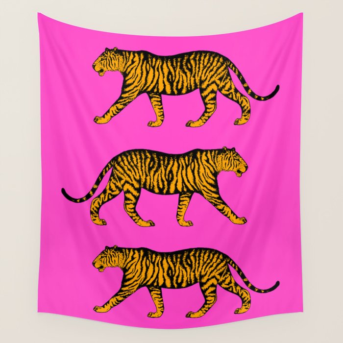 Tigers (Magenta and Marigold) Wall Tapestry Gallery Image 4