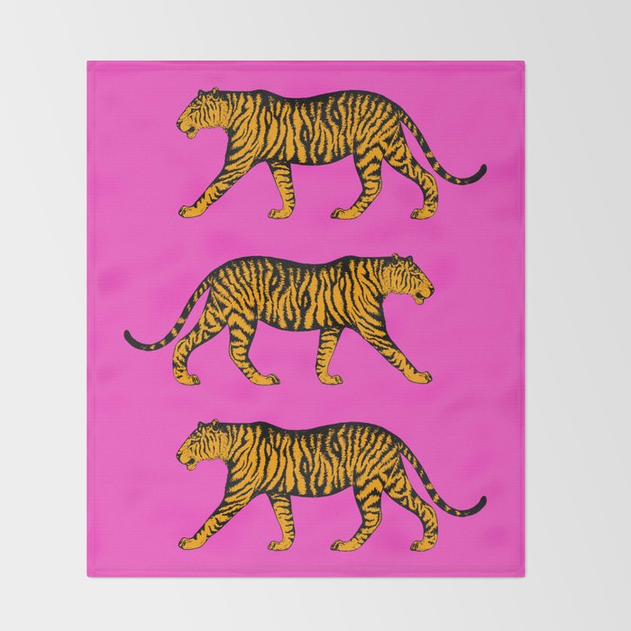 Tigers (Magenta and Marigold) Throw Blanket Gallery Image 2