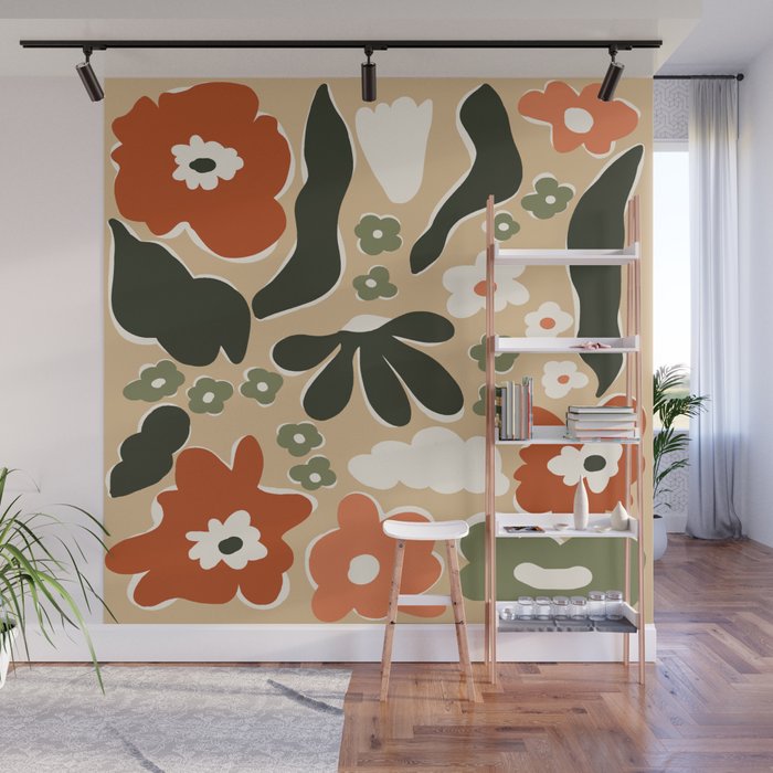 retro matisse flower garden  Wall Mural Gallery Image 1