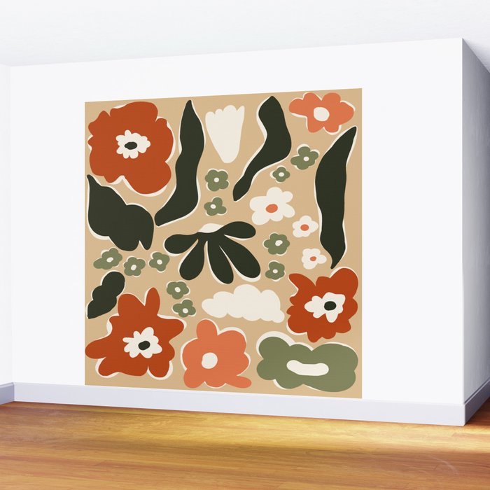 retro matisse flower garden  Wall Mural Gallery Image 2