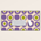 Mid Century Modern Garden Path Pattern 339 Purple and Olive Green Desk Mat Gallery Image 1