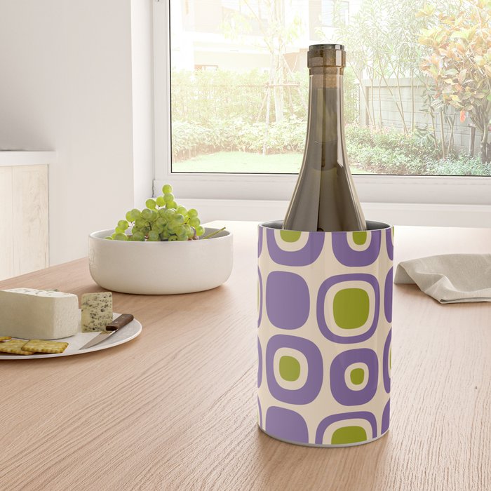Mid Century Modern Garden Path Pattern 339 Purple and Olive Green Wine Chiller Gallery Image 4
