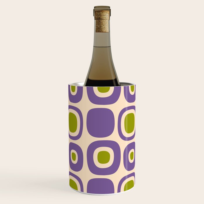Mid Century Modern Garden Path Pattern 339 Purple and Olive Green Wine Chiller Gallery Image 3
