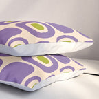 Mid Century Modern Garden Path Pattern 339 Purple and Olive Green Pillow Sham Gallery Image 3