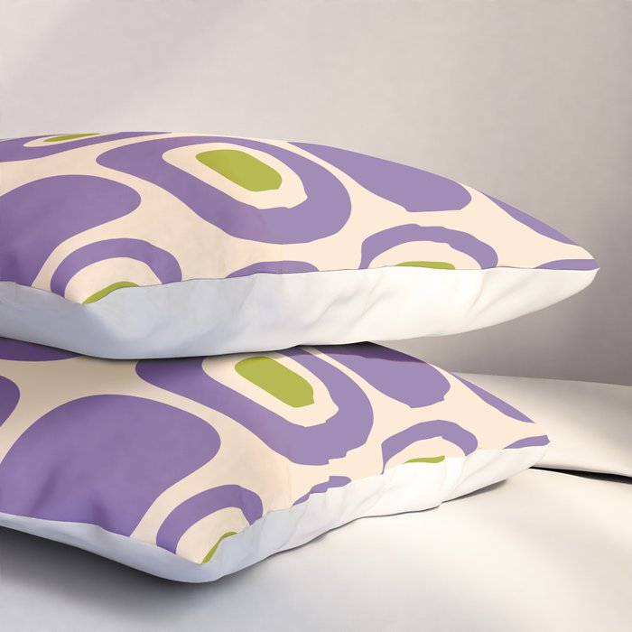 Mid Century Modern Garden Path Pattern 339 Purple and Olive Green Pillow Sham Gallery Image 3