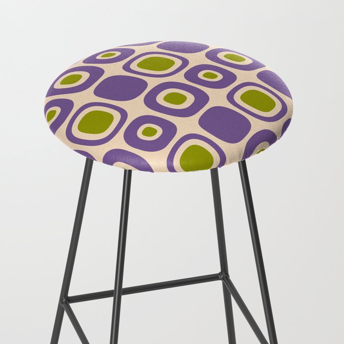 Mid Century Modern Garden Path Pattern 339 Purple and Olive Green Stool Gallery Image 2