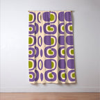 Mid Century Modern Garden Path Pattern 339 Purple and Olive Green Window Curtain Gallery Image 3