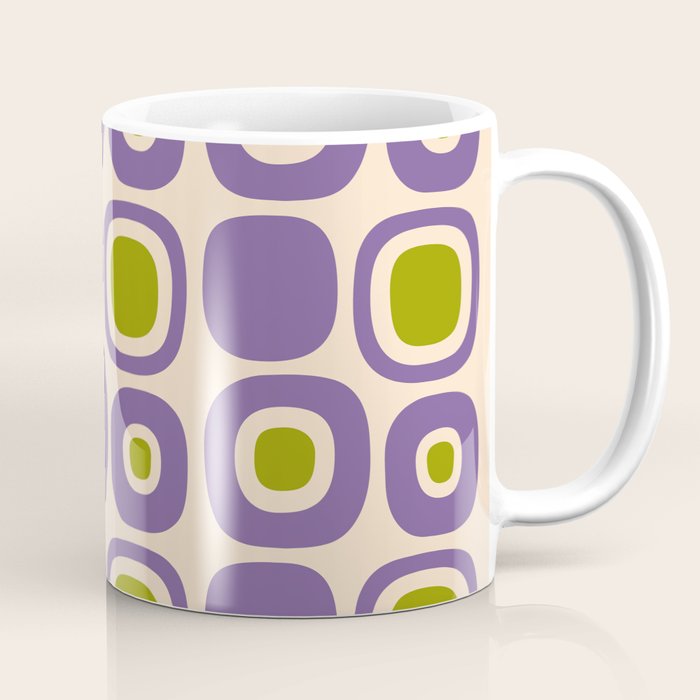 Mid Century Modern Garden Path Pattern 339 Purple and Olive Green Coffee Mug Gallery Image 1