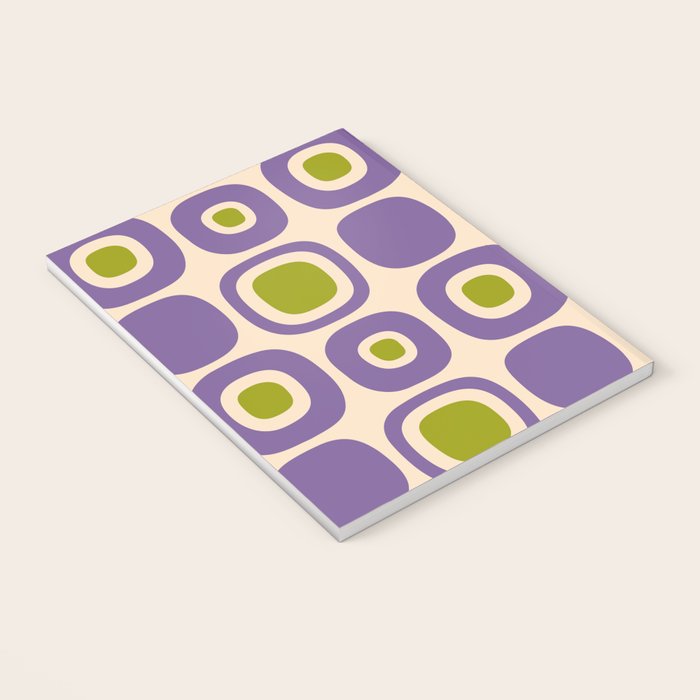 Mid Century Modern Garden Path Pattern 339 Purple and Olive Green Notebook Gallery Image 3