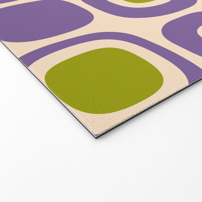 Mid Century Modern Garden Path Pattern 339 Purple and Olive Green Welcome Mat Gallery Image 2