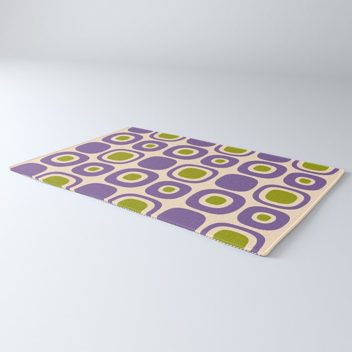 Mid Century Modern Garden Path Pattern 339 Purple and Olive Green Rug Gallery Image 3